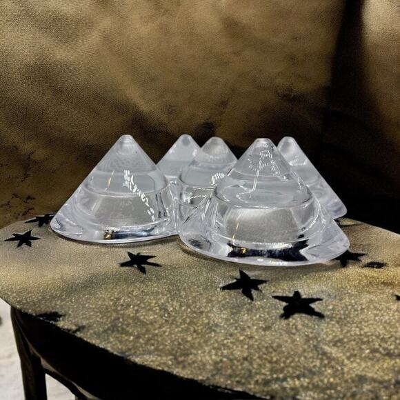 Modern Crystal Votive Candle Holder–5 Cone Geometric Design–Glass Tealight - Picture 3 of 9